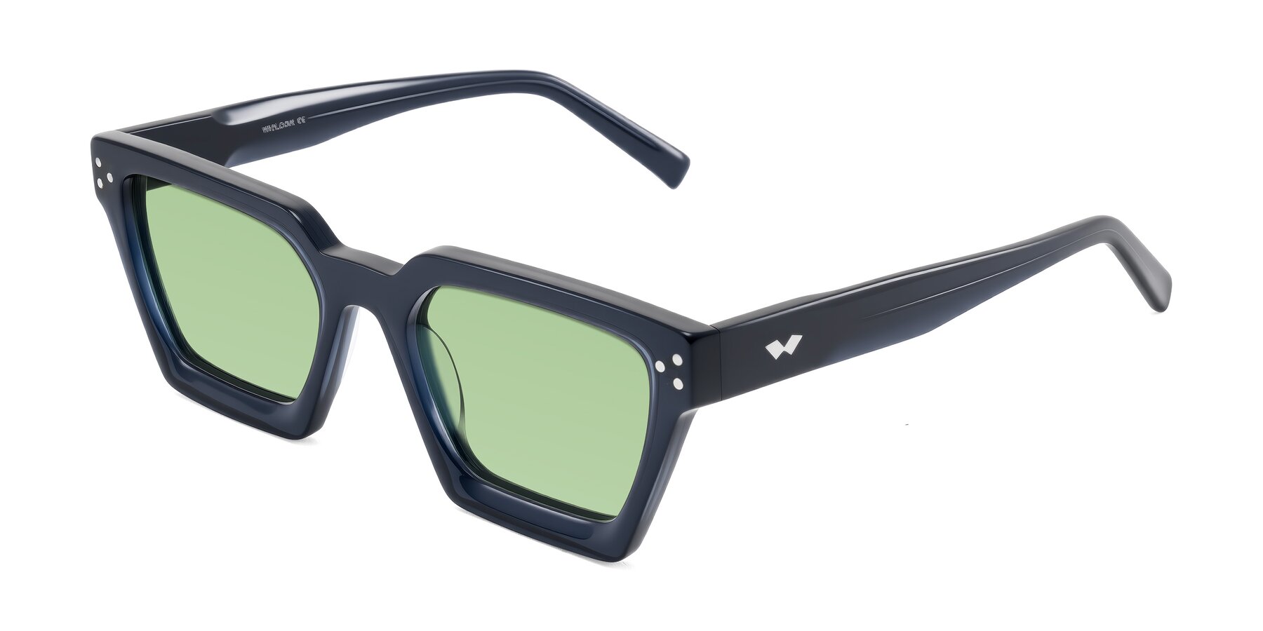 Angle of Callan in Dark Navy with Medium Green Tinted Lenses