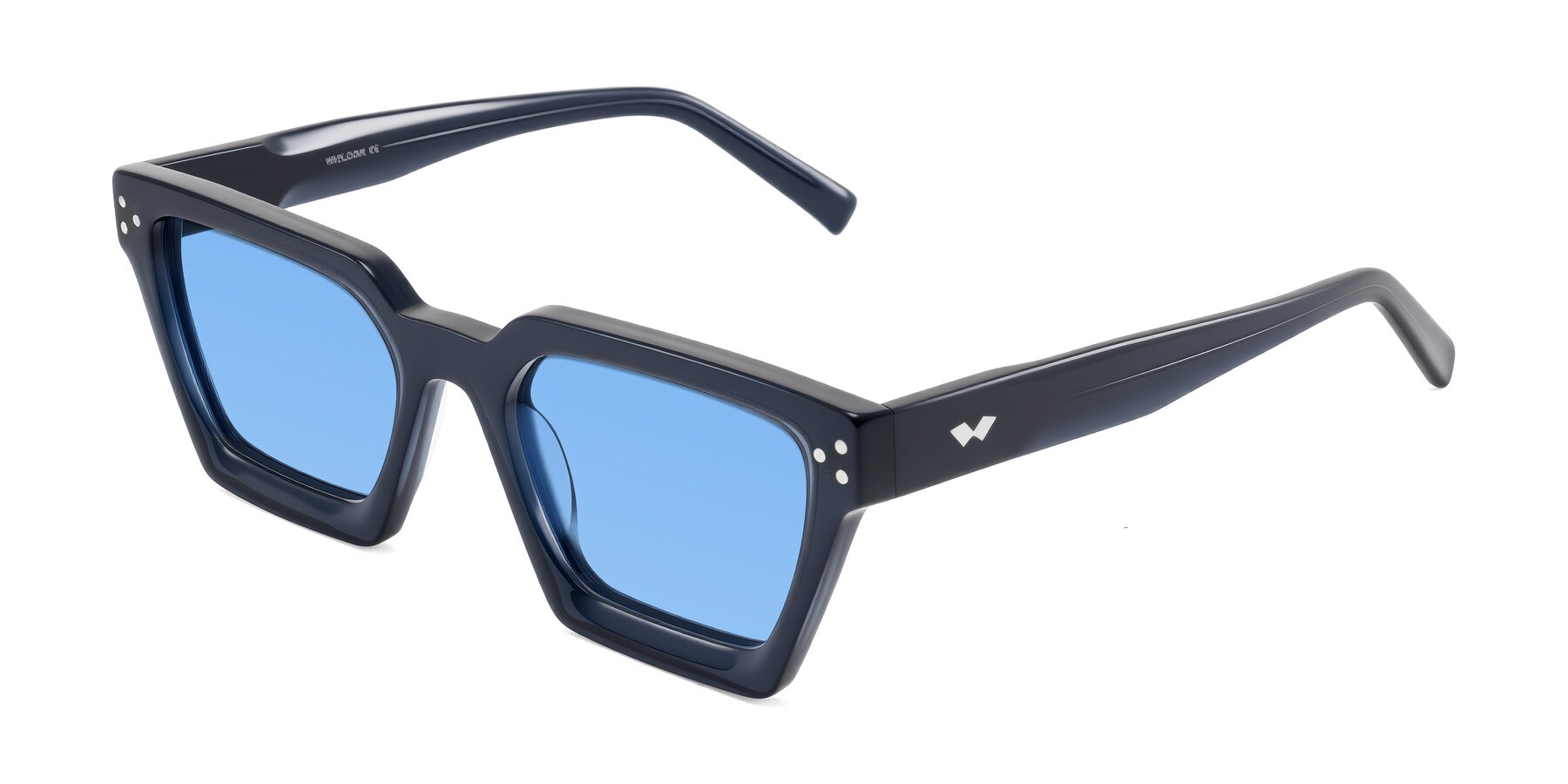 Angle of Callan in Dark Navy with Medium Blue Tinted Lenses