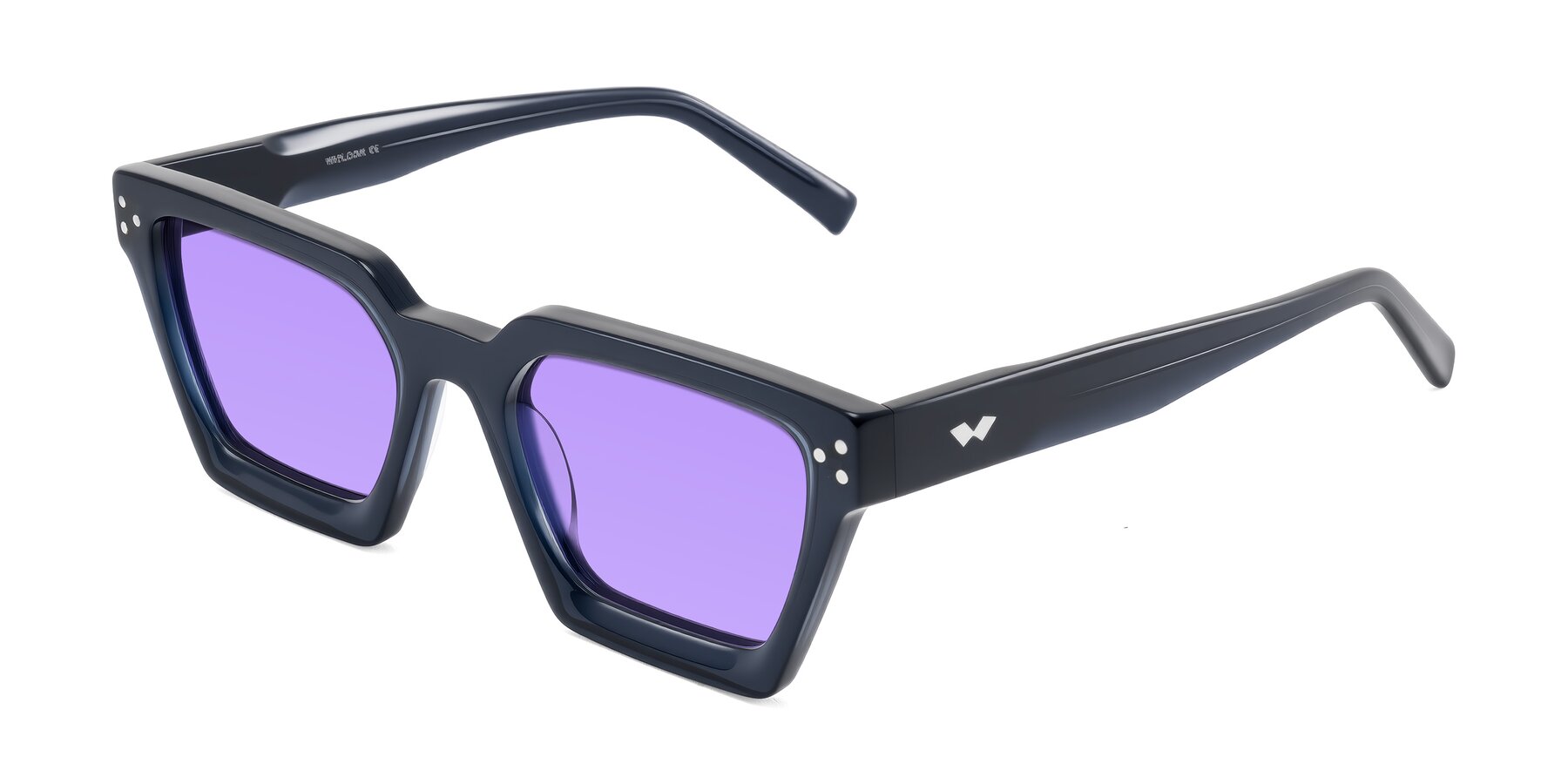Angle of Callan in Dark Navy with Medium Purple Tinted Lenses