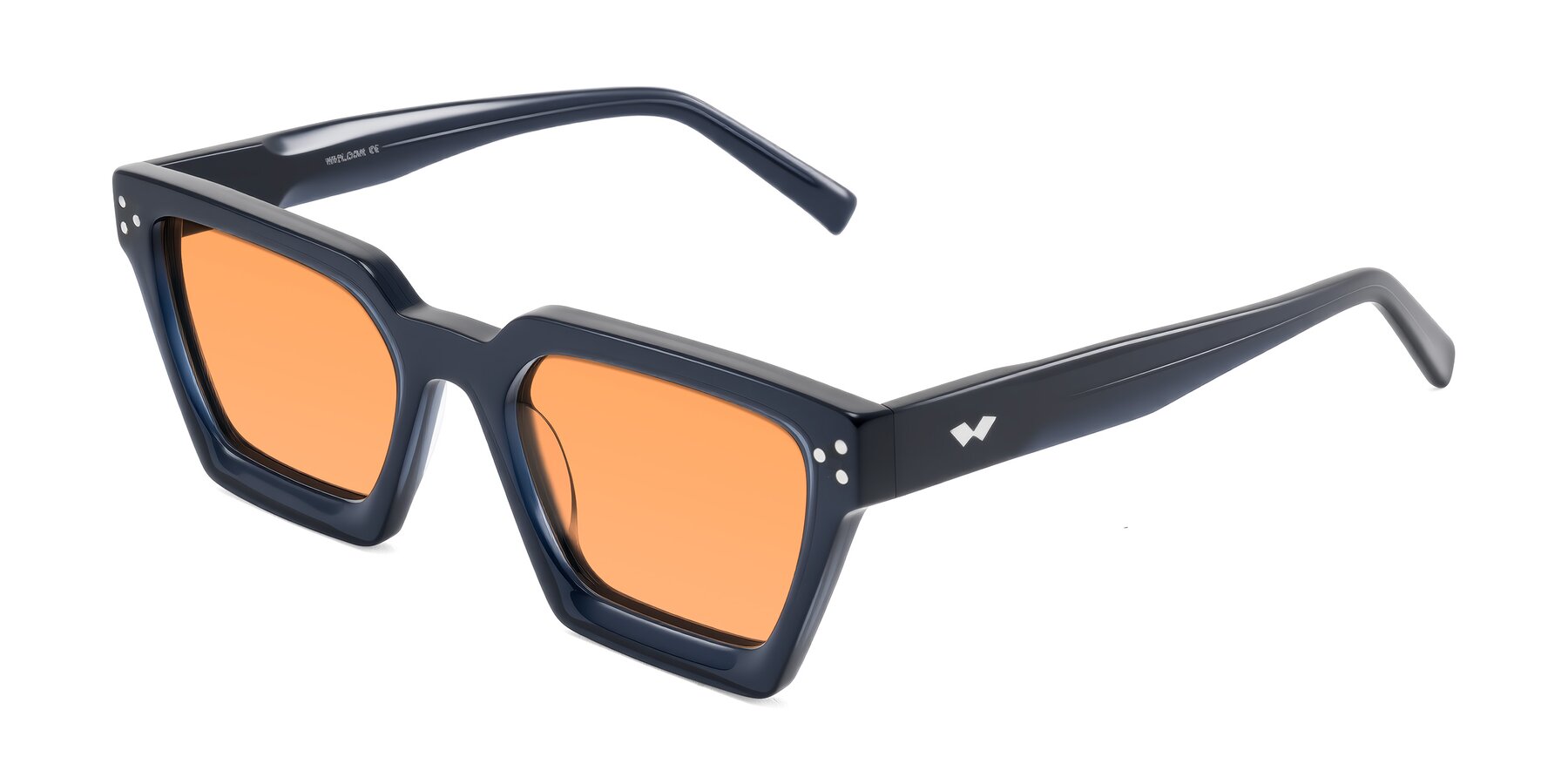 Angle of Callan in Dark Navy with Medium Orange Tinted Lenses