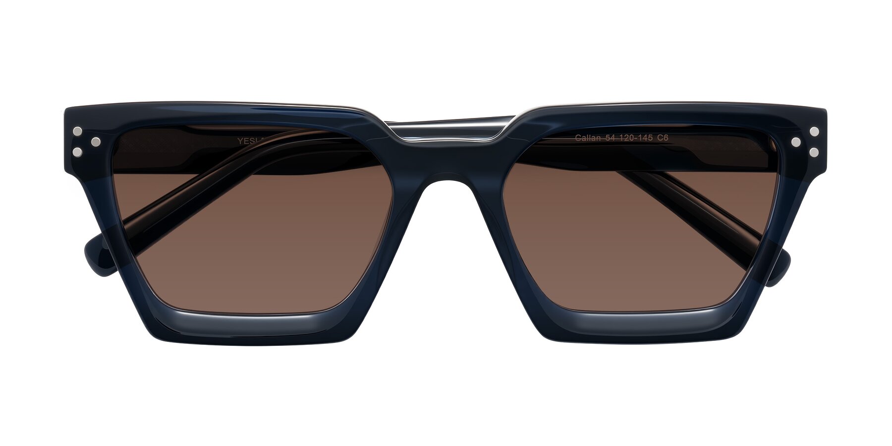 Folded Front of Callan in Dark Navy with Brown Tinted Lenses