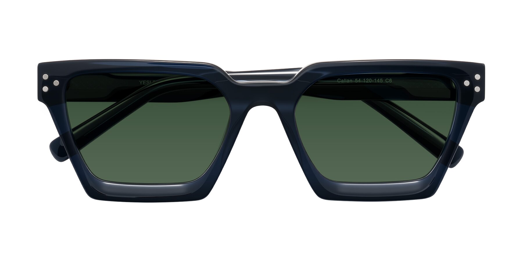 Folded Front of Callan in Dark Navy with Green Tinted Lenses