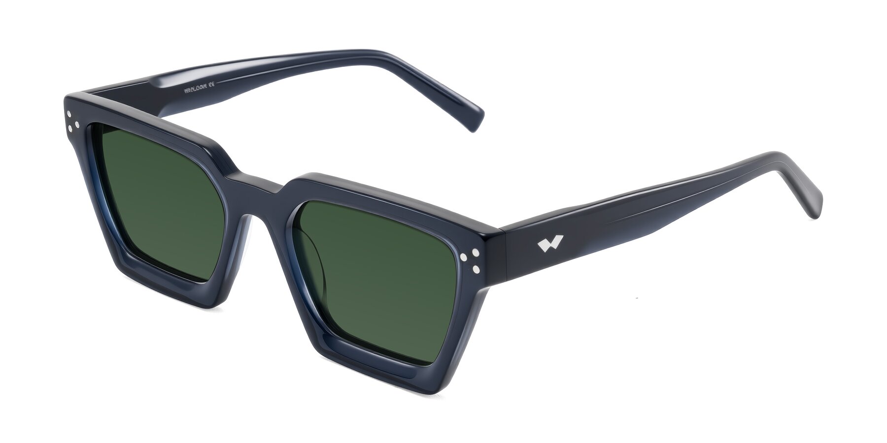 Angle of Callan in Dark Navy with Green Tinted Lenses