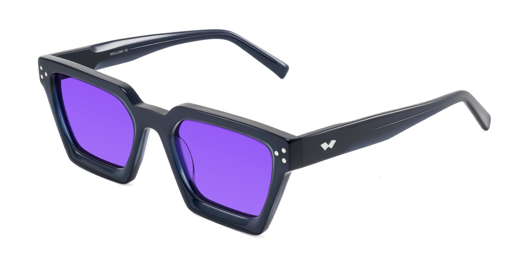 Angle of Callan in Dark Navy with Purple Tinted Lenses