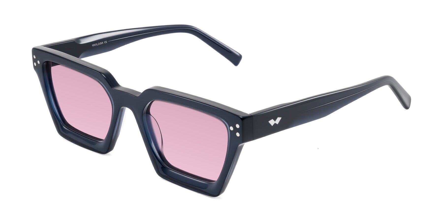 Angle of Callan in Dark Navy with Light Wine Tinted Lenses