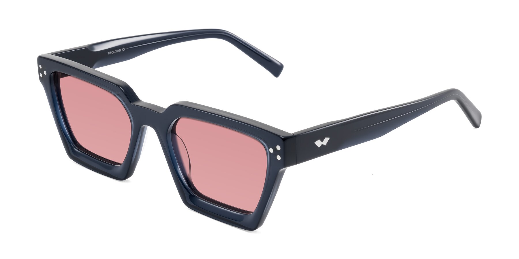 Angle of Callan in Dark Navy with Medium Garnet Tinted Lenses