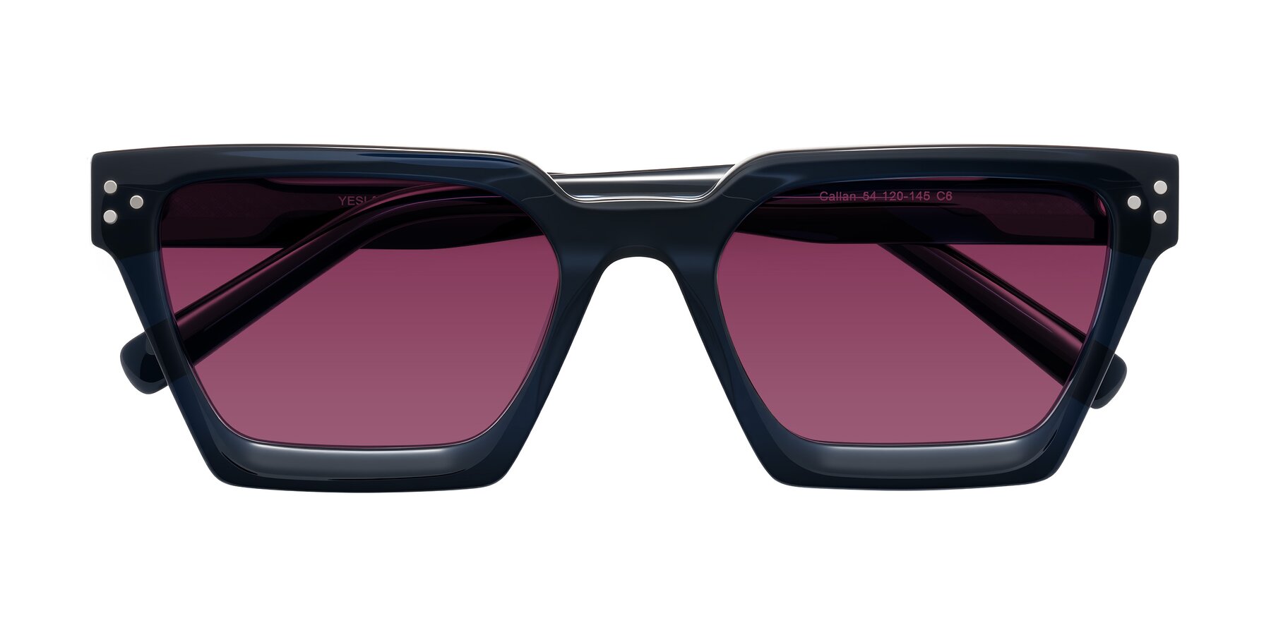 Folded Front of Callan in Dark Navy with Wine Tinted Lenses
