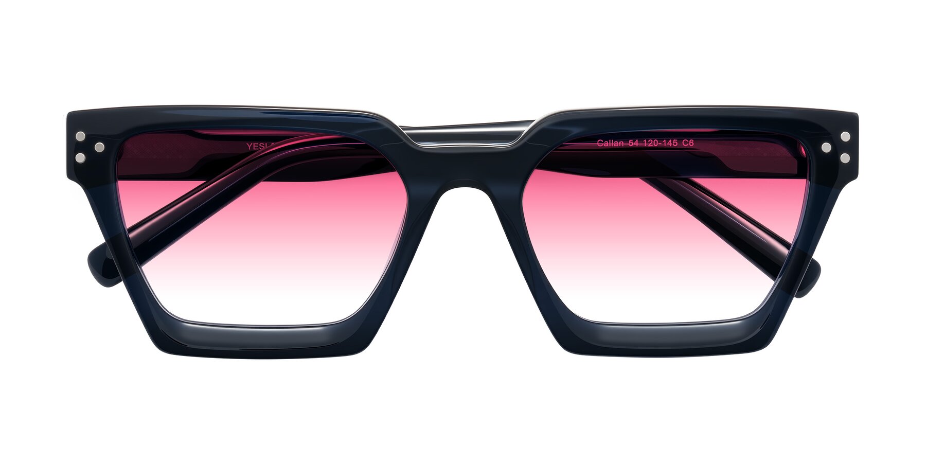 Folded Front of Callan in Dark Navy with Pink Gradient Lenses