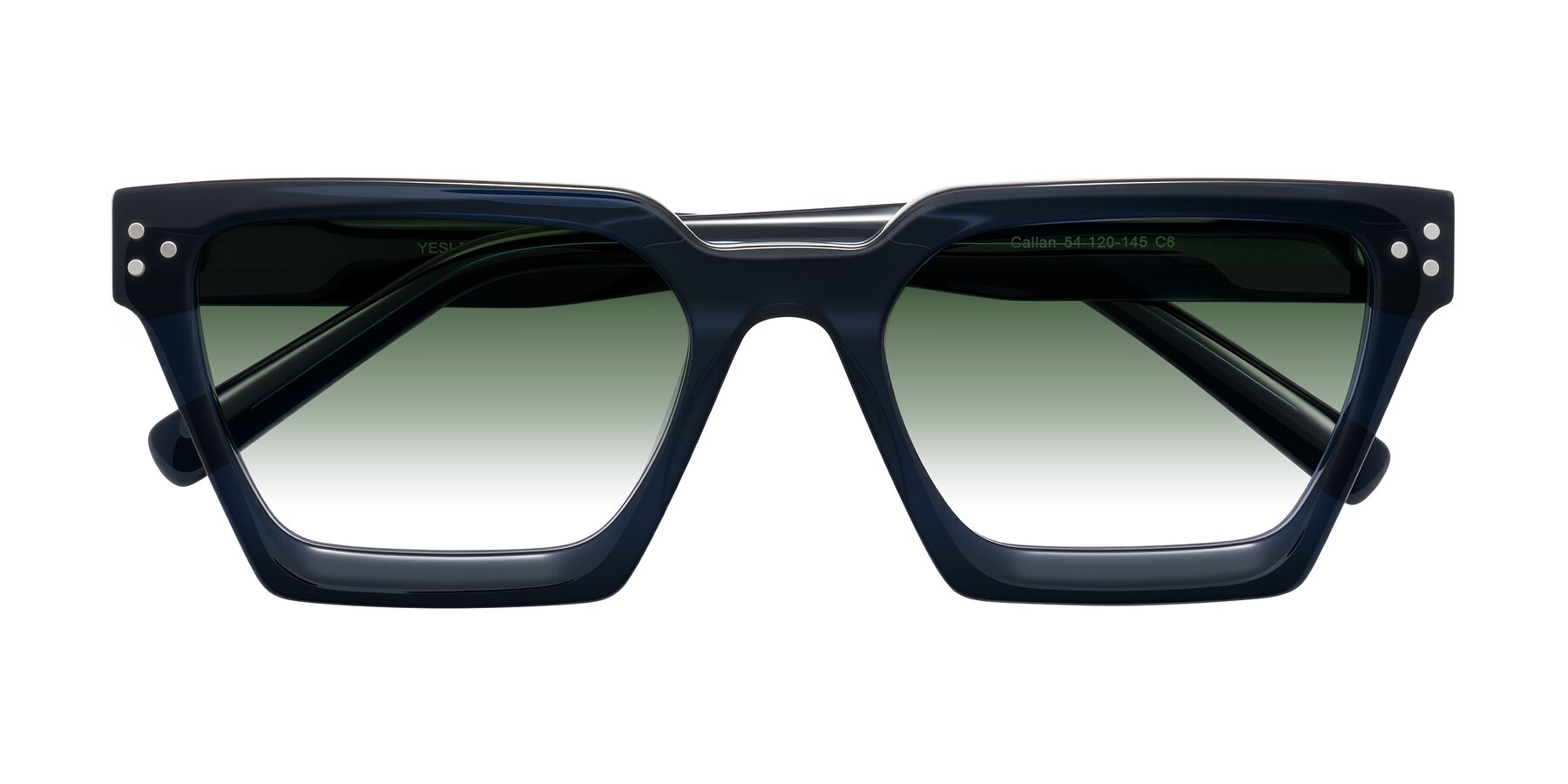 Folded Front of Callan in Dark Navy with Green Gradient Lenses