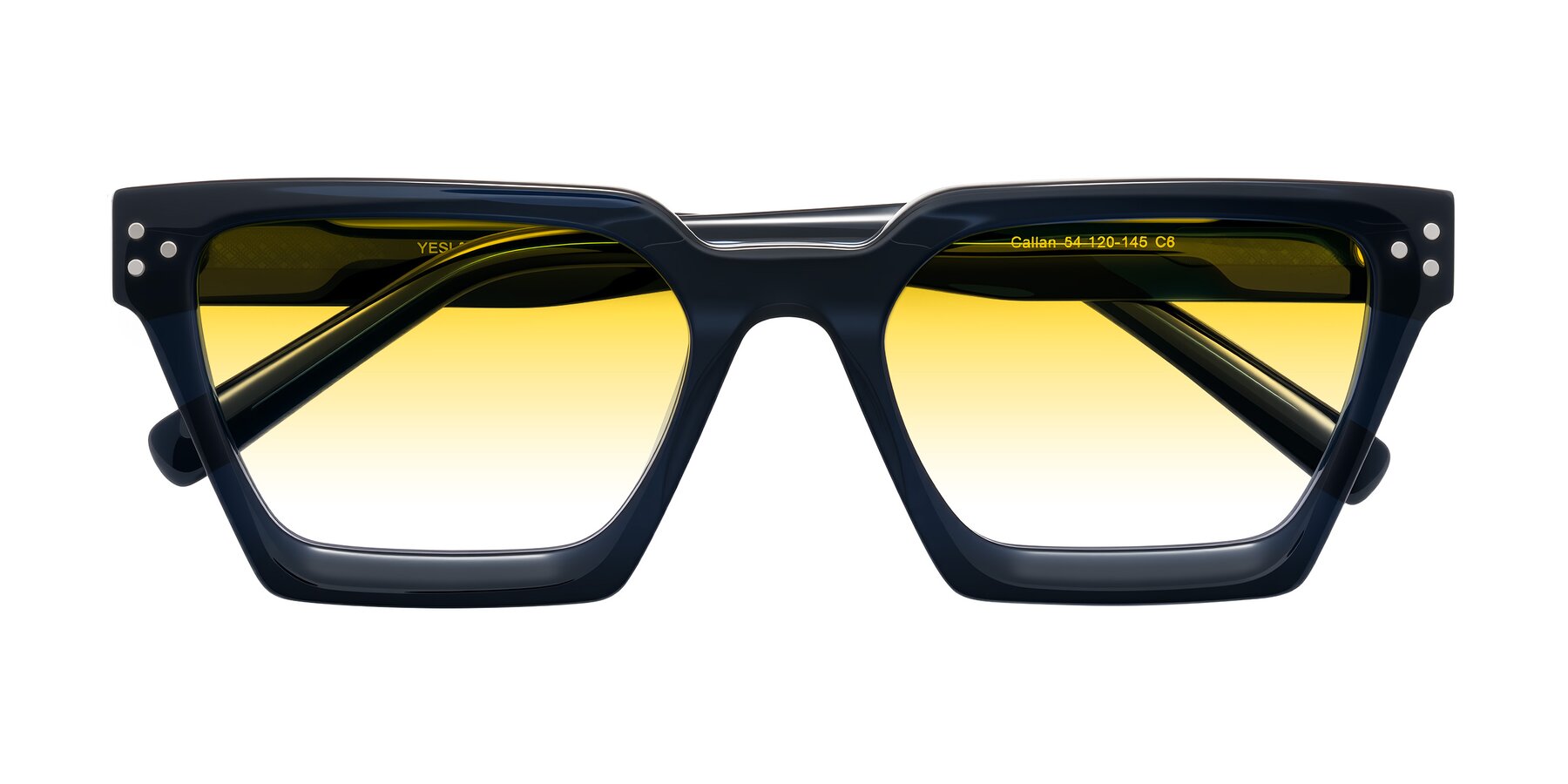 Folded Front of Callan in Dark Navy with Yellow Gradient Lenses