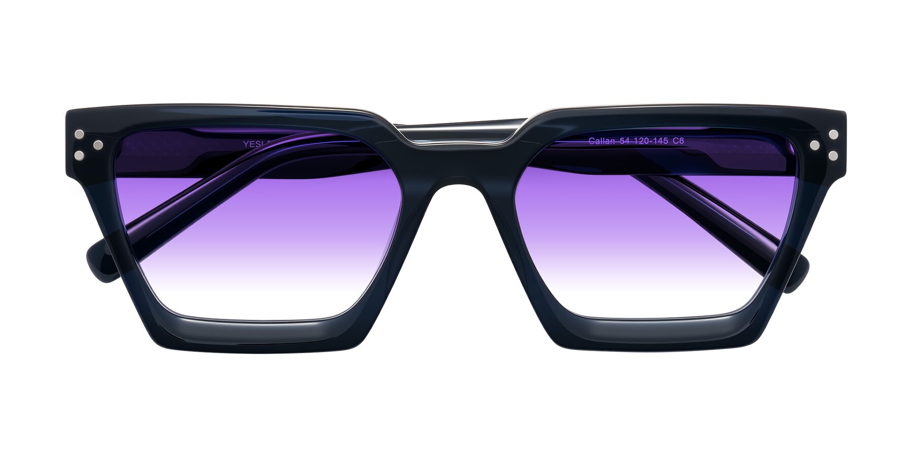 Folded Front of Callan in Dark Navy with Purple Gradient Lenses
