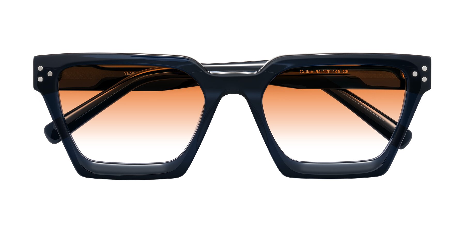 Folded Front of Callan in Dark Navy with Orange Gradient Lenses