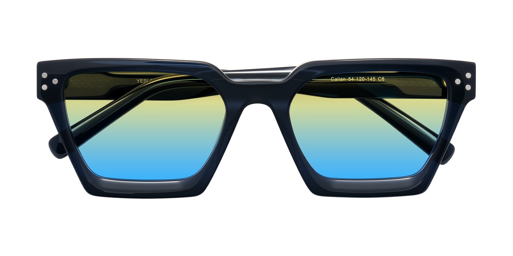 Folded Front of Callan in Dark Navy with Yellow / Blue Gradient Lenses