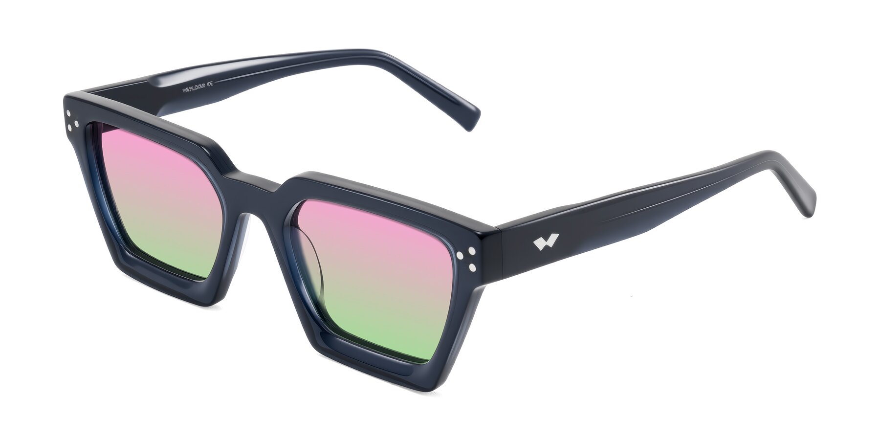 Angle of Callan in Dark Navy with Pink / Green Gradient Lenses