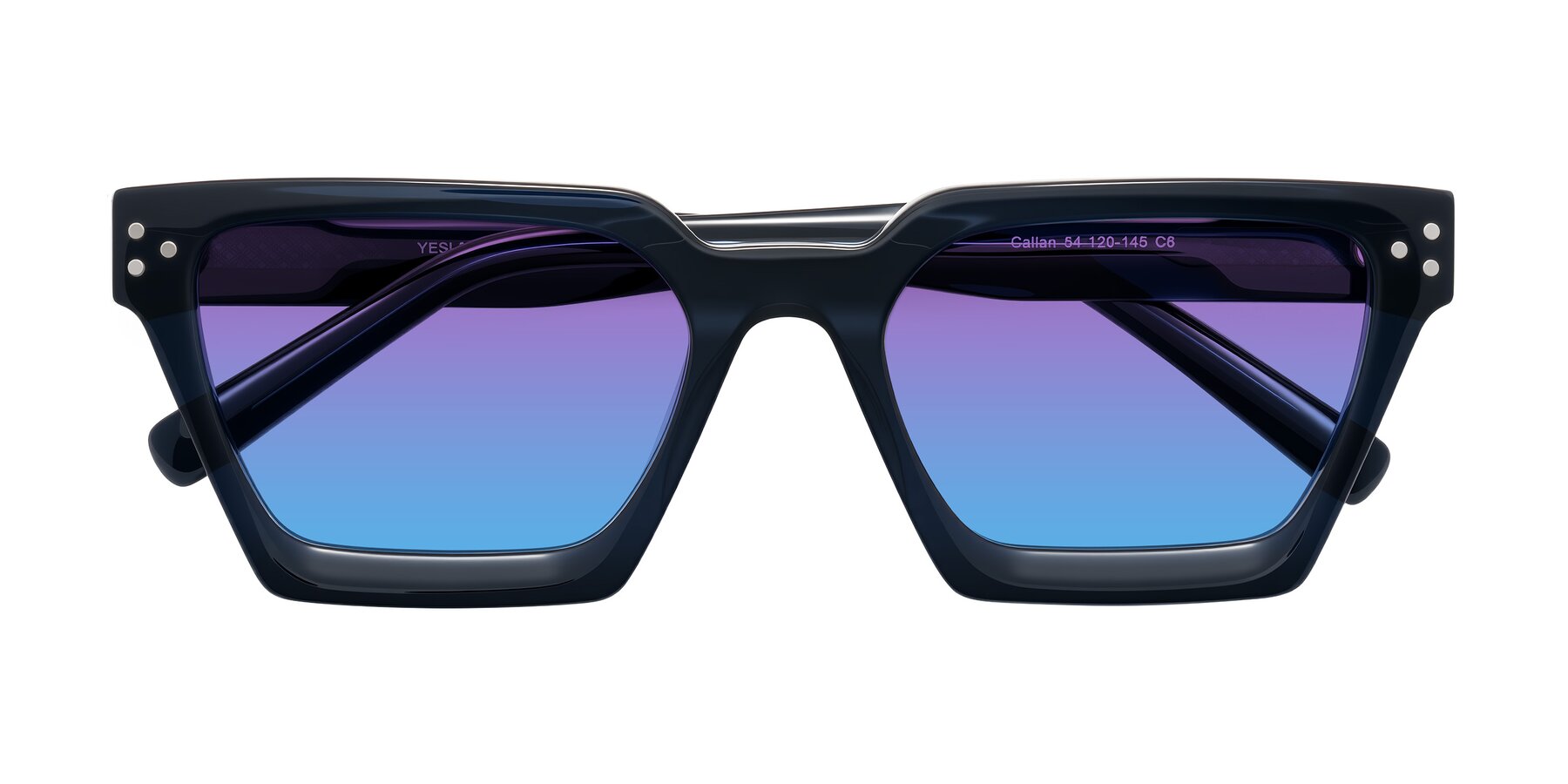 Folded Front of Callan in Dark Navy with Purple / Blue Gradient Lenses