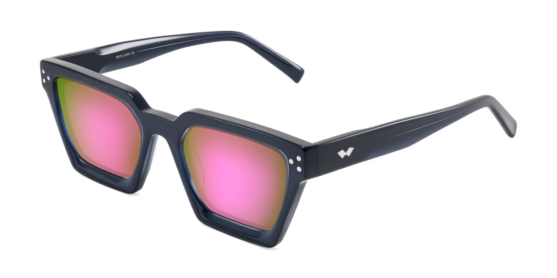 Angle of Callan in Dark Navy with Pink Mirrored Lenses