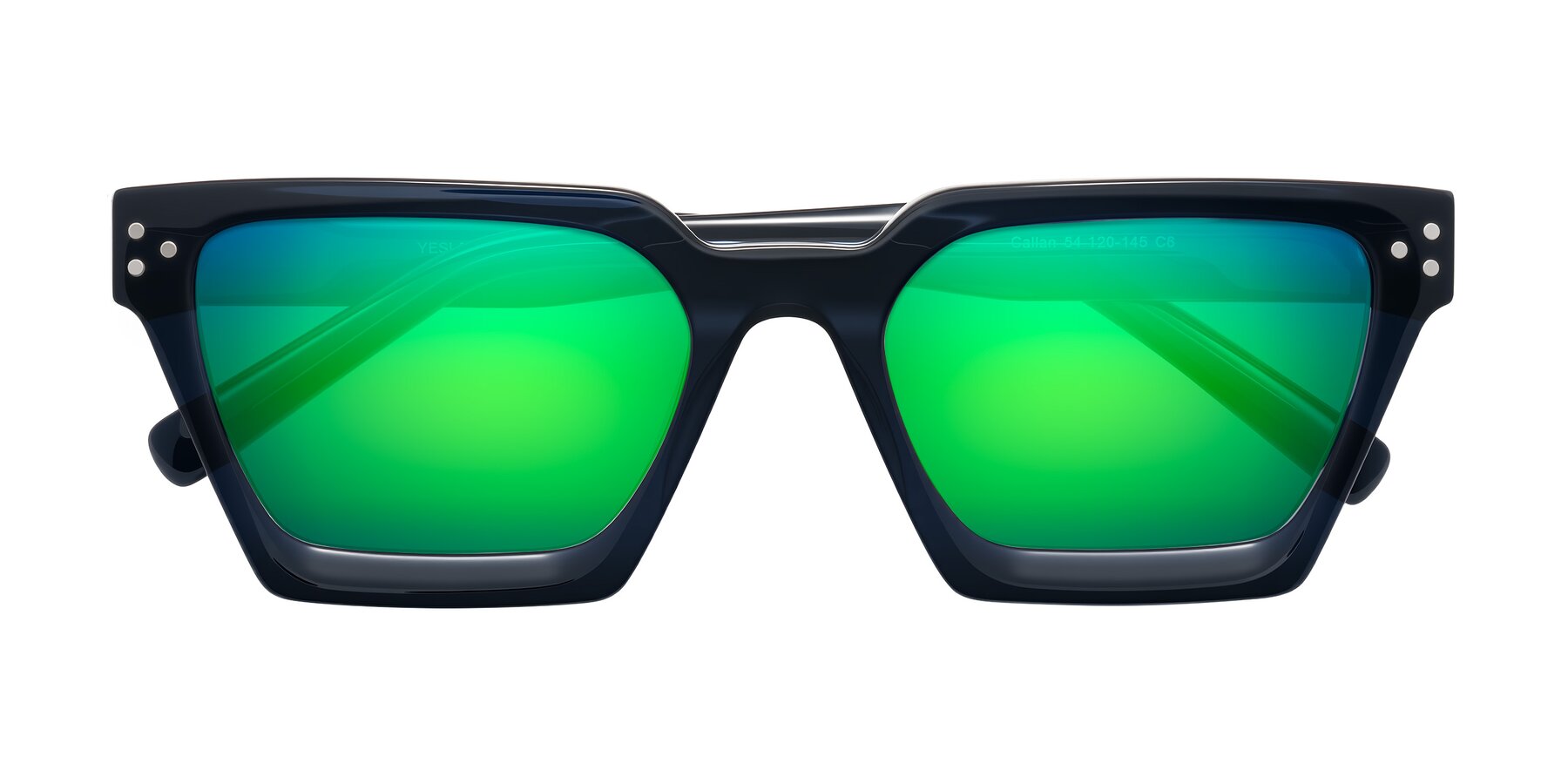 Folded Front of Callan in Dark Navy with Green Mirrored Lenses