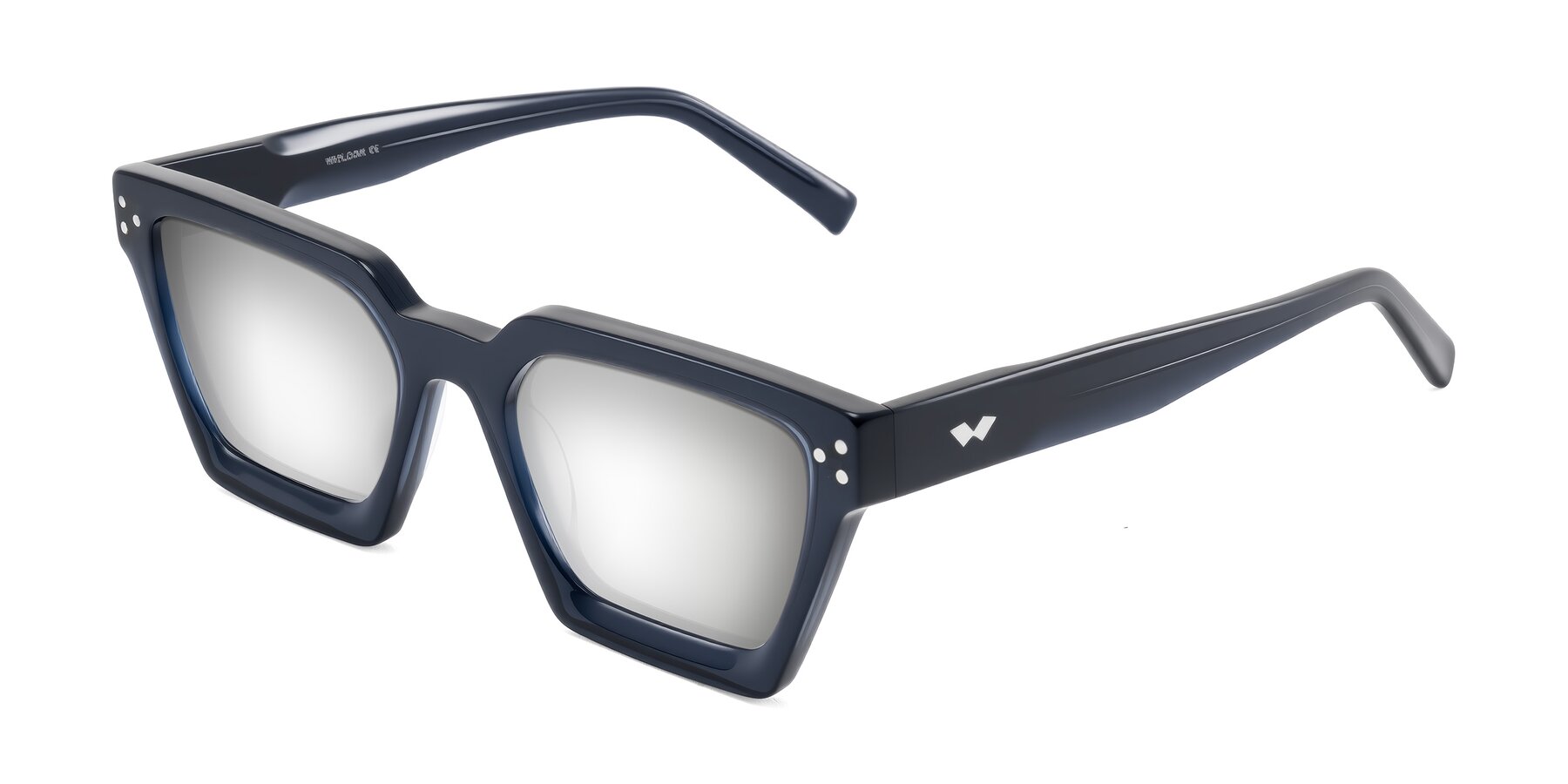 Angle of Callan in Dark Navy with Silver Mirrored Lenses