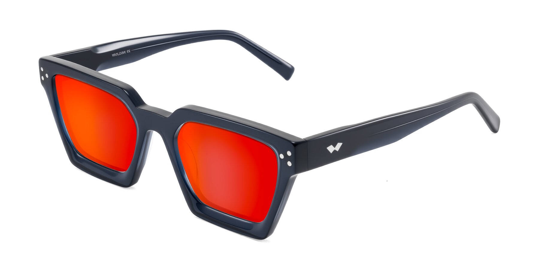 Angle of Callan in Dark Navy with Red Gold Mirrored Lenses