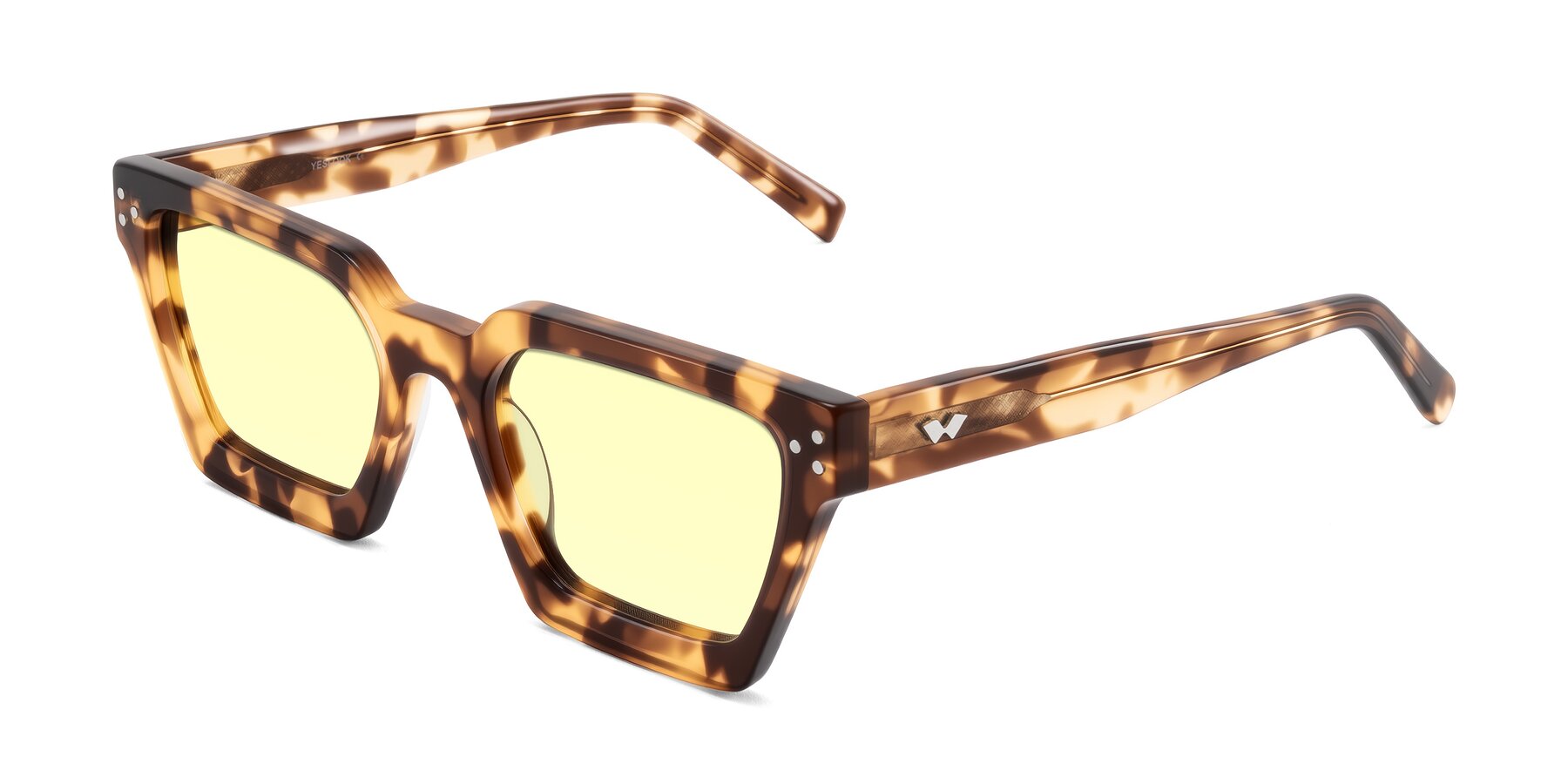 Angle of Callan in Honey Tortoise with Light Yellow Tinted Lenses