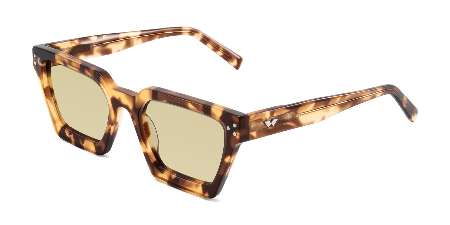 Angle of Callan in Honey Tortoise with Light Champagne Tinted Lenses