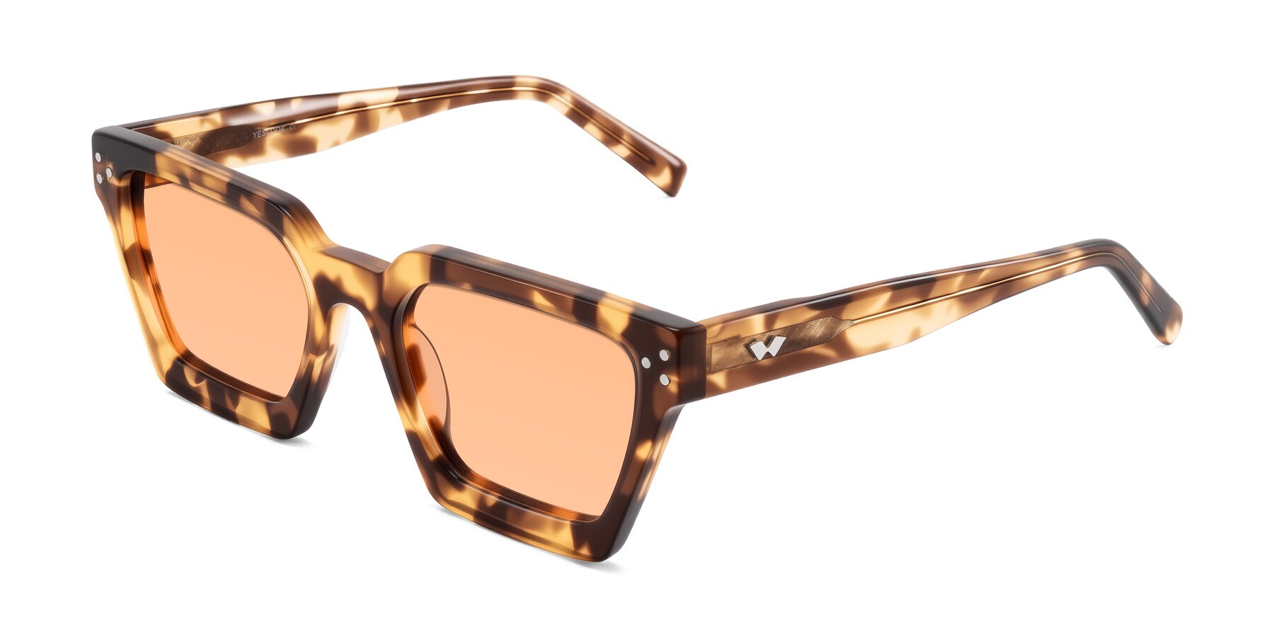 Angle of Callan in Honey Tortoise with Light Orange Tinted Lenses