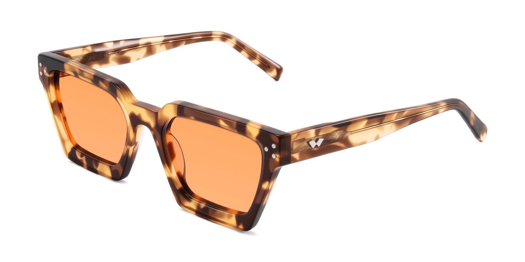 Angle of Callan in Honey Tortoise with Medium Orange Tinted Lenses