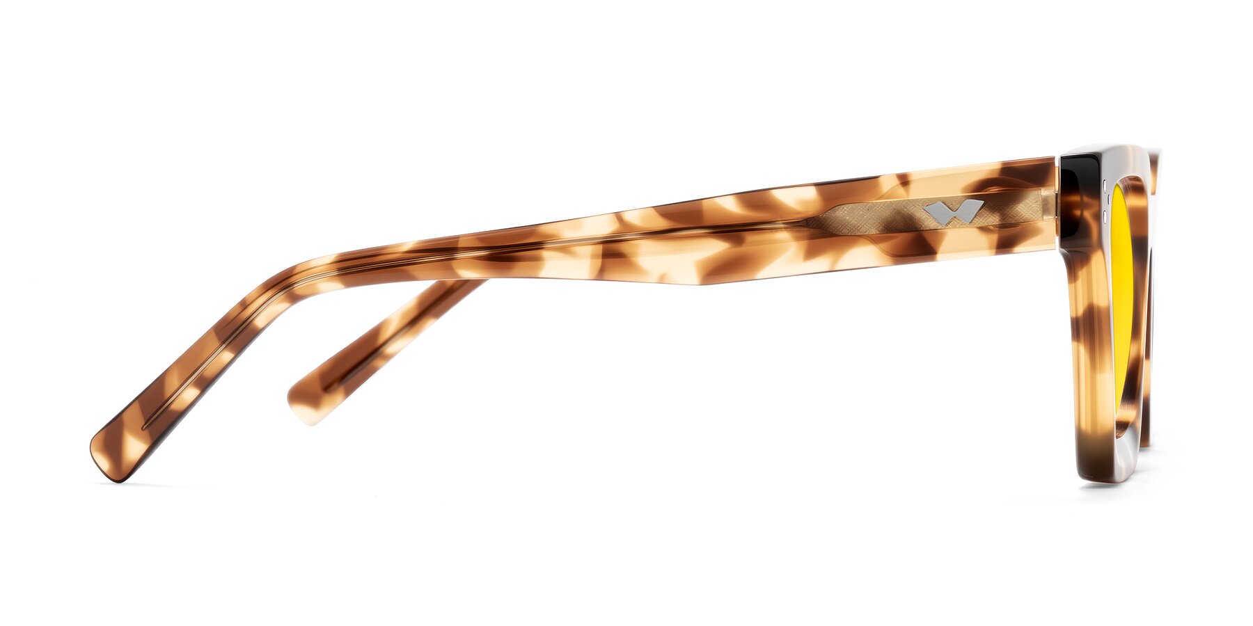 Side of Callan in Honey Tortoise with Yellow Tinted Lenses