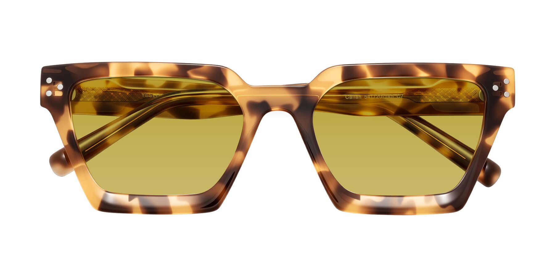 Folded Front of Callan in Honey Tortoise with Champagne Tinted Lenses