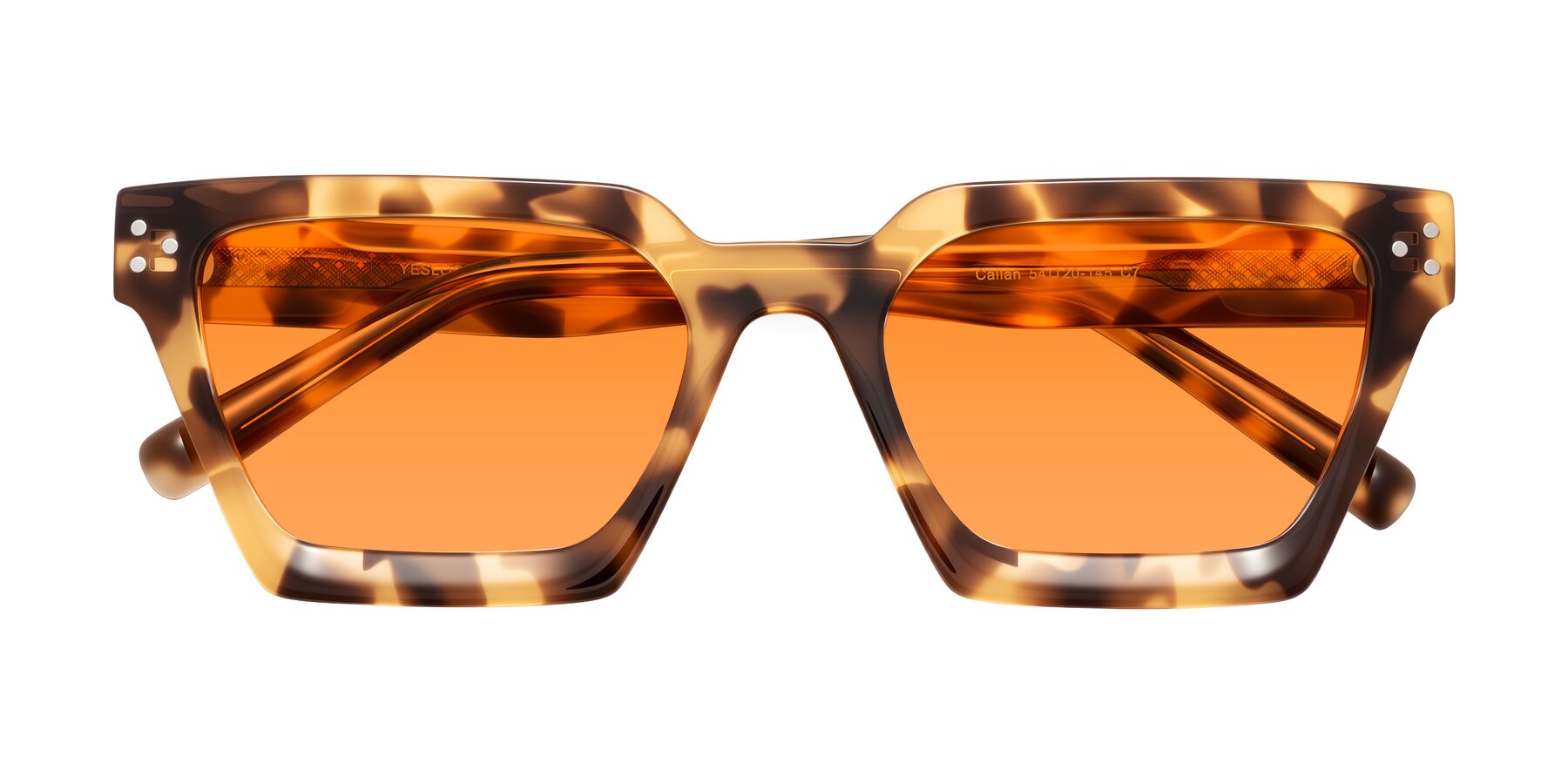 Folded Front of Callan in Honey Tortoise with Orange Tinted Lenses