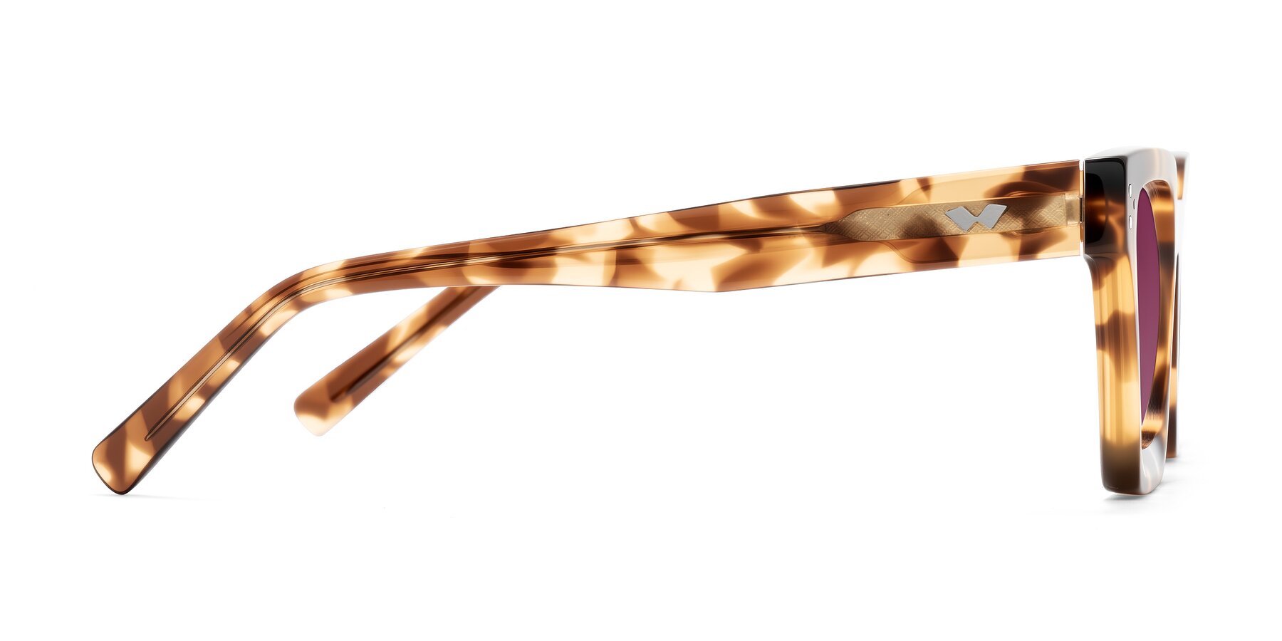 Side of Callan in Honey Tortoise with Wine Tinted Lenses