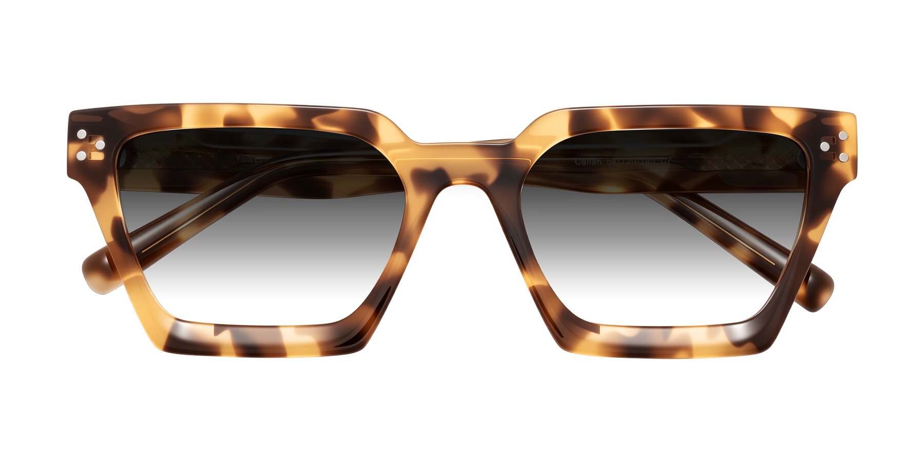 Folded Front of Callan in Honey Tortoise with Gray Gradient Lenses