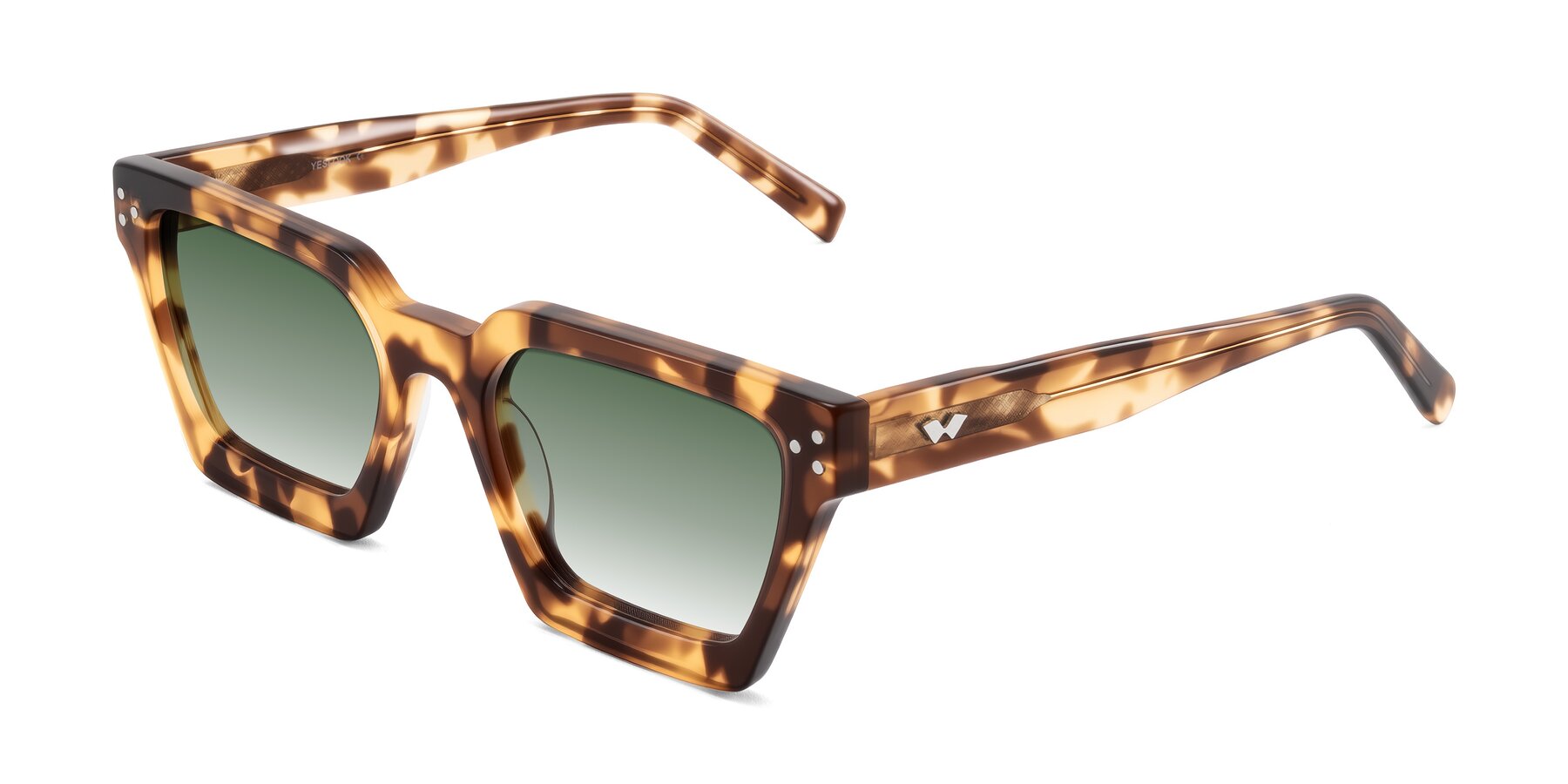 Angle of Callan in Honey Tortoise with Green Gradient Lenses
