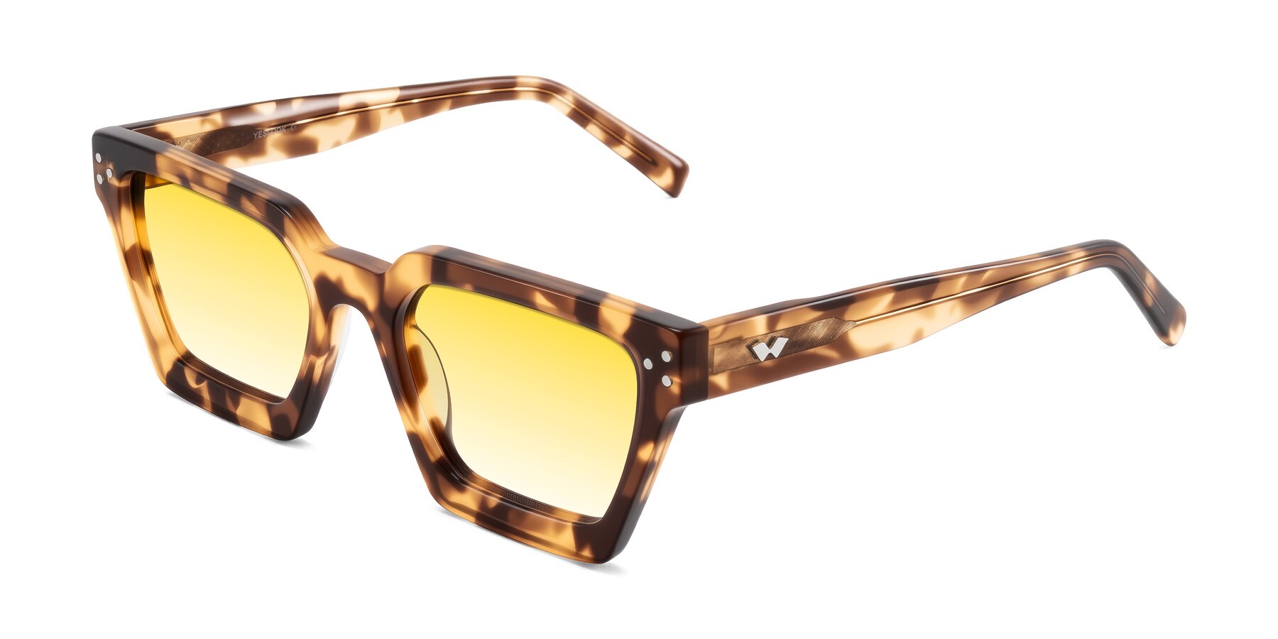Angle of Callan in Honey Tortoise with Yellow Gradient Lenses