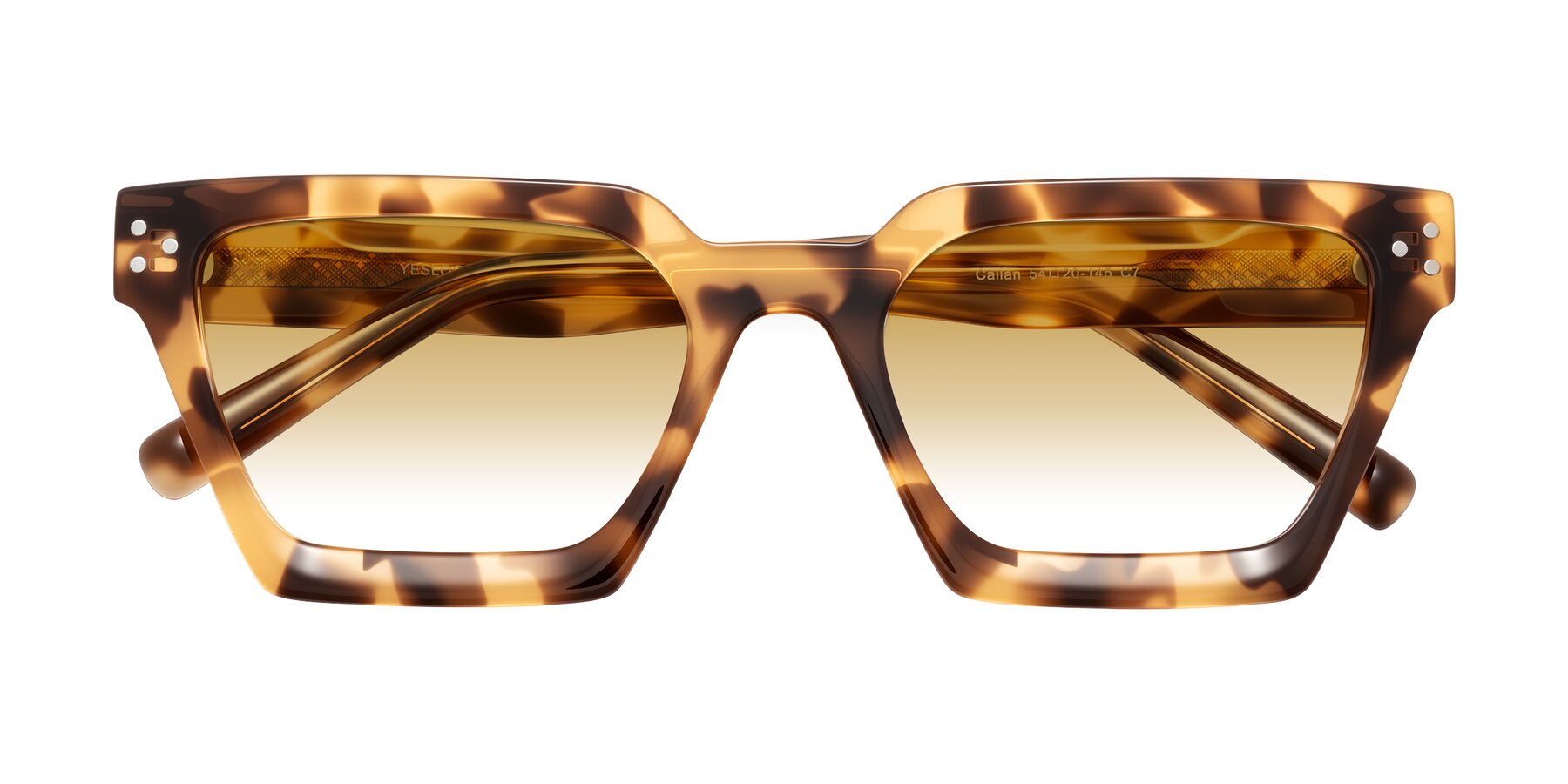 Folded Front of Callan in Honey Tortoise with Champagne Gradient Lenses