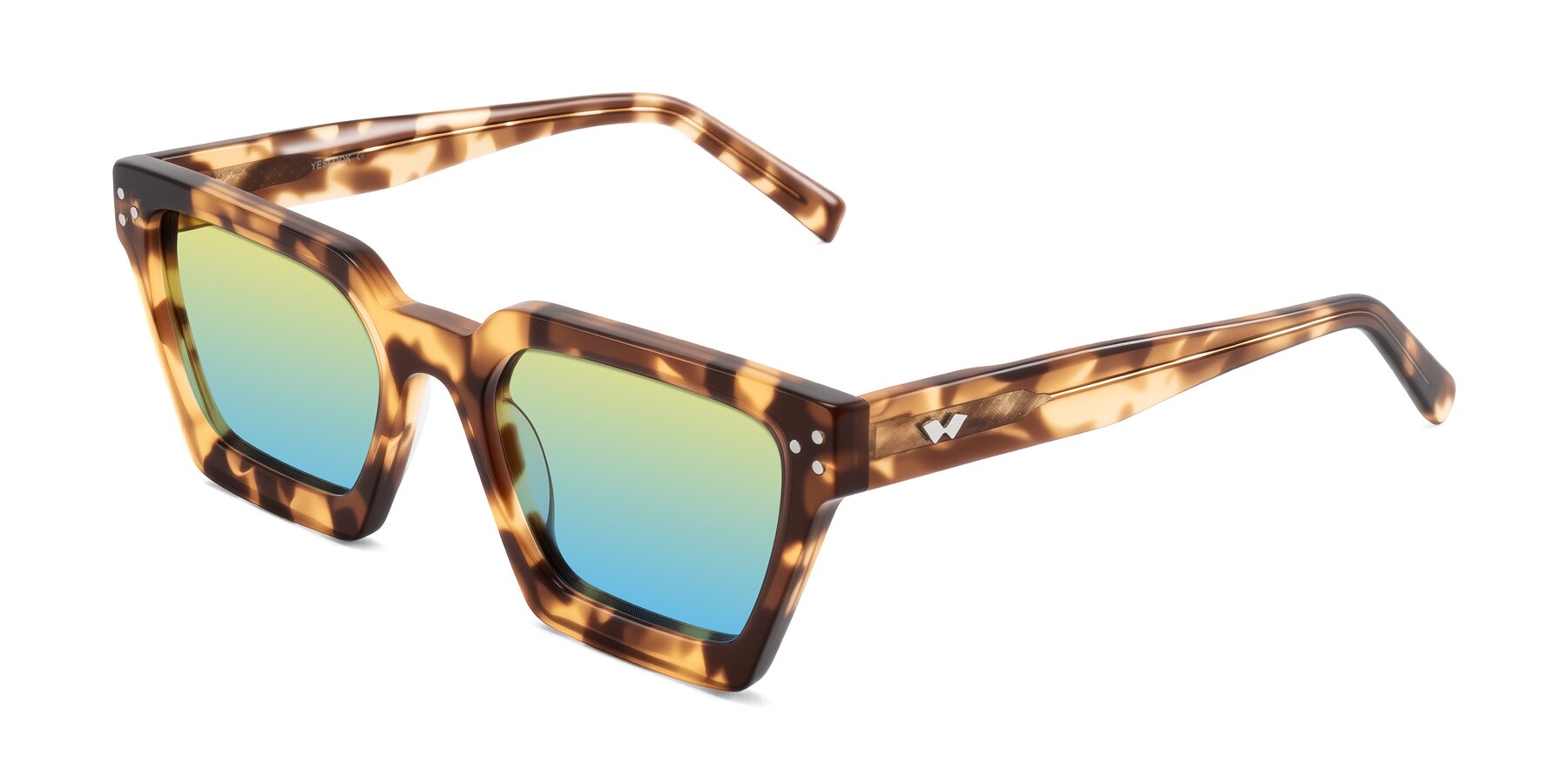 Angle of Callan in Honey Tortoise with Yellow / Blue Gradient Lenses