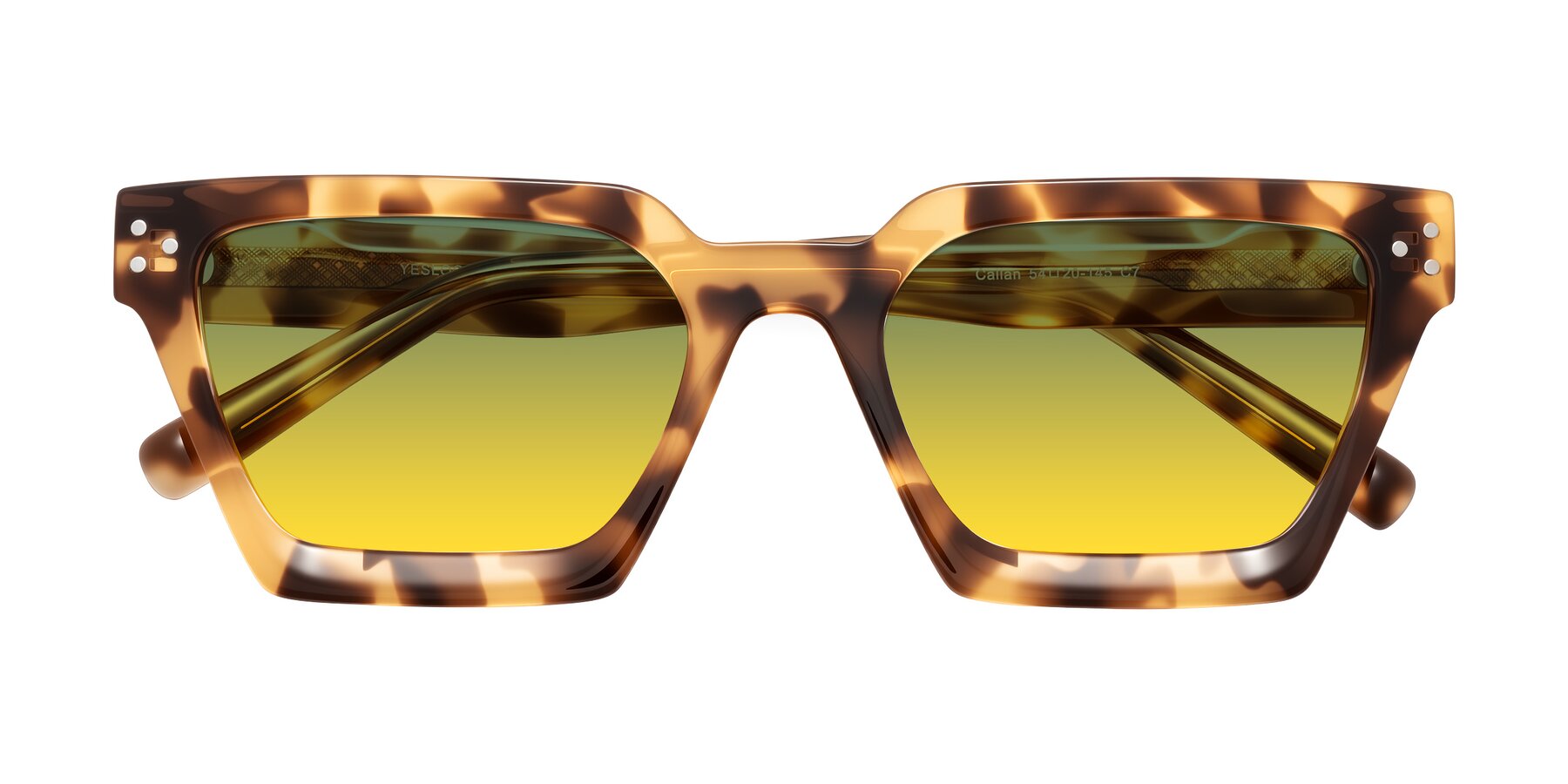 Folded Front of Callan in Honey Tortoise with Green / Yellow Gradient Lenses