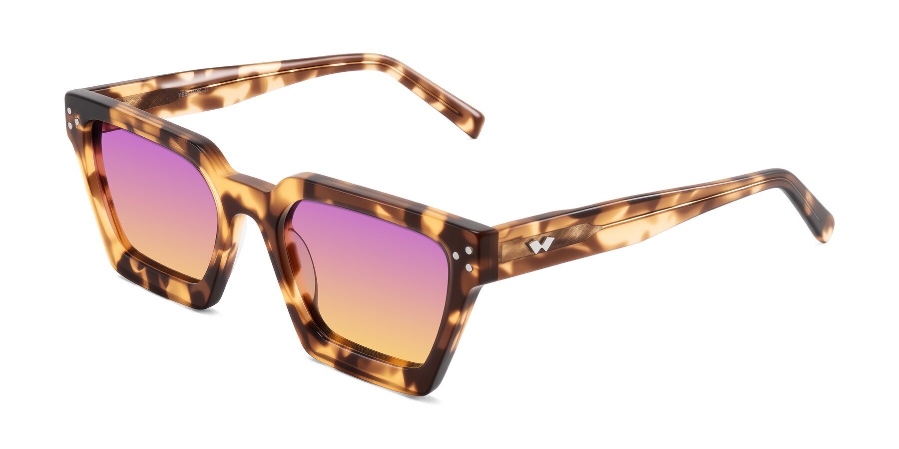 Angle of Callan in Honey Tortoise with Purple / Yellow Gradient Lenses