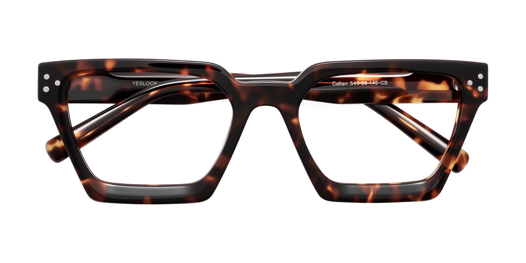Folded Front of Callan in Tortoise with Clear Eyeglass Lenses