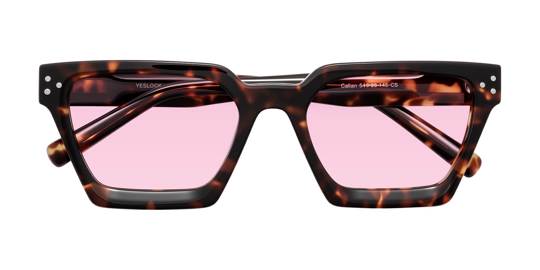 Folded Front of Callan in Tortoise with Light Pink Tinted Lenses