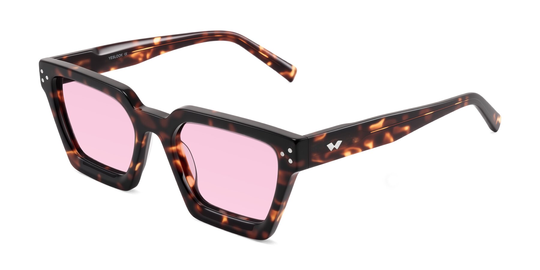 Angle of Callan in Tortoise with Light Pink Tinted Lenses