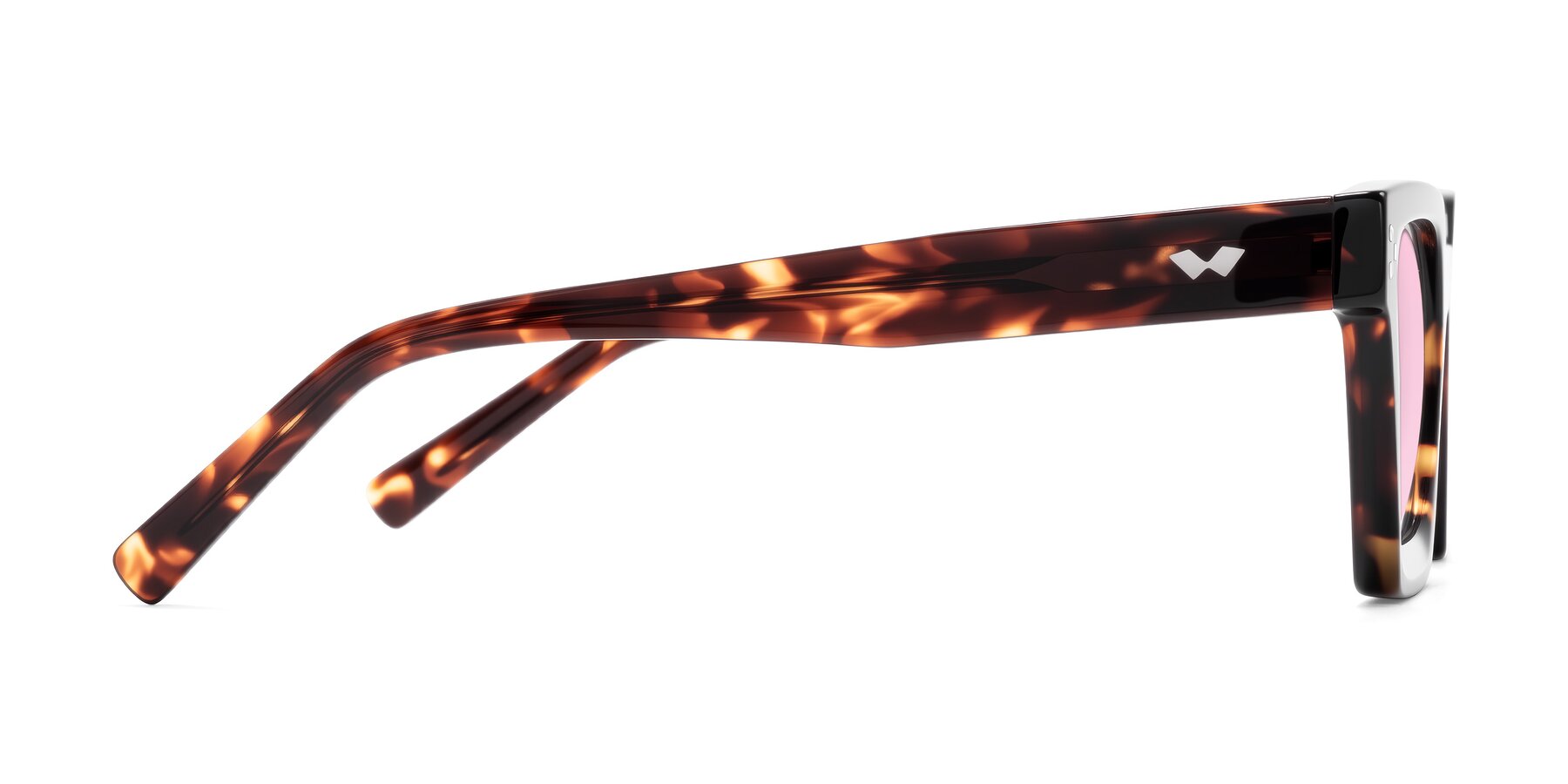 Side of Callan in Tortoise with Light Pink Tinted Lenses