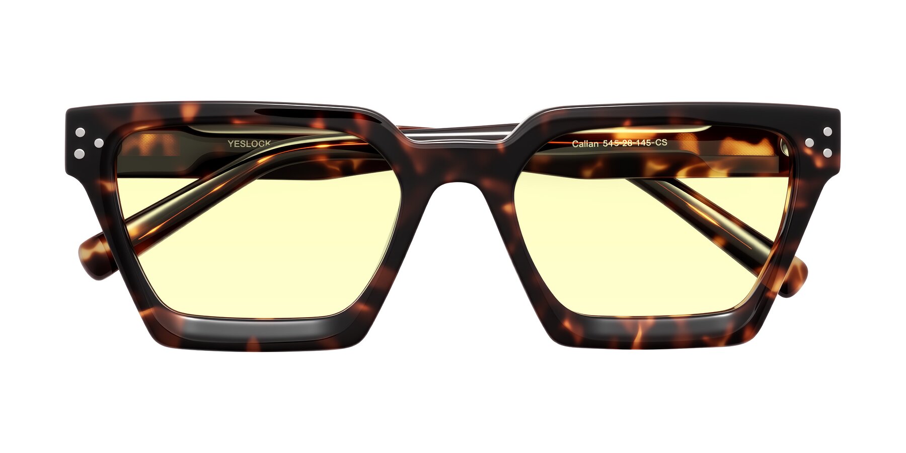 Folded Front of Callan in Tortoise with Light Yellow Tinted Lenses
