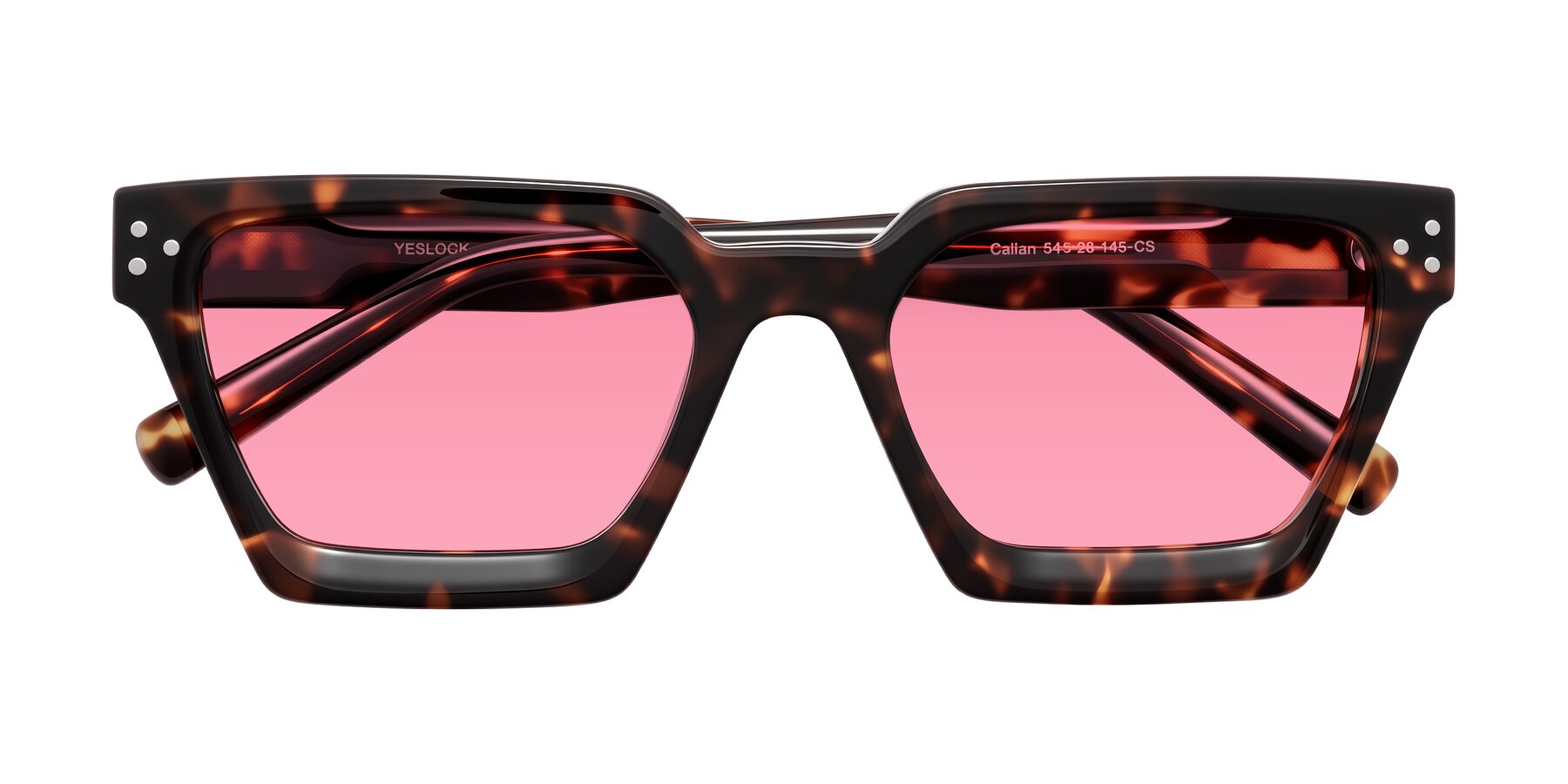 Folded Front of Callan in Tortoise with Pink Tinted Lenses