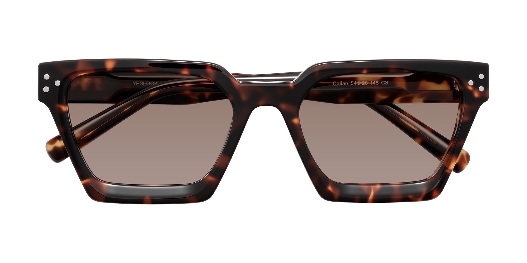 Folded Front of Callan in Tortoise with Medium Brown Tinted Lenses