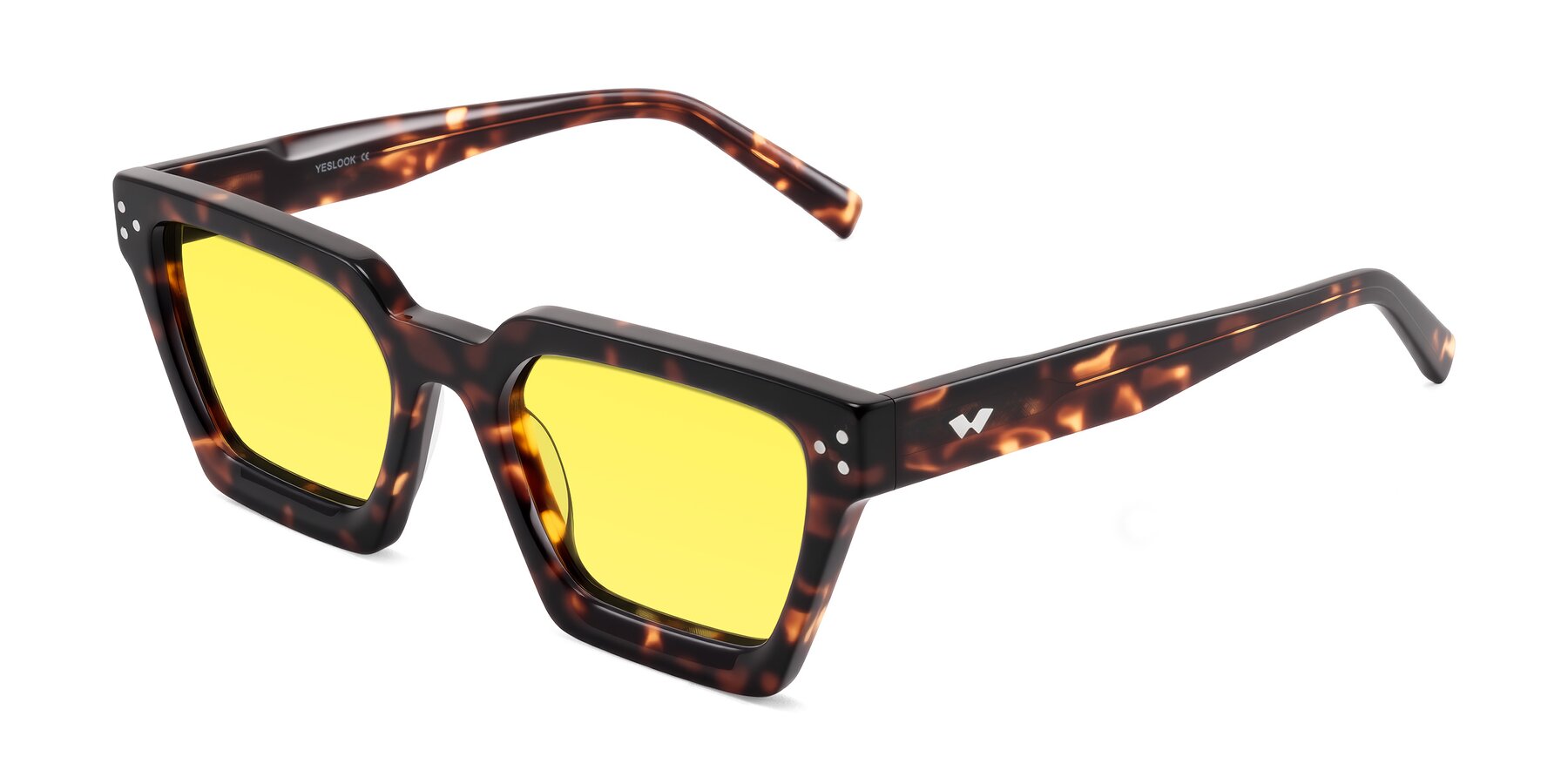 Angle of Callan in Tortoise with Medium Yellow Tinted Lenses