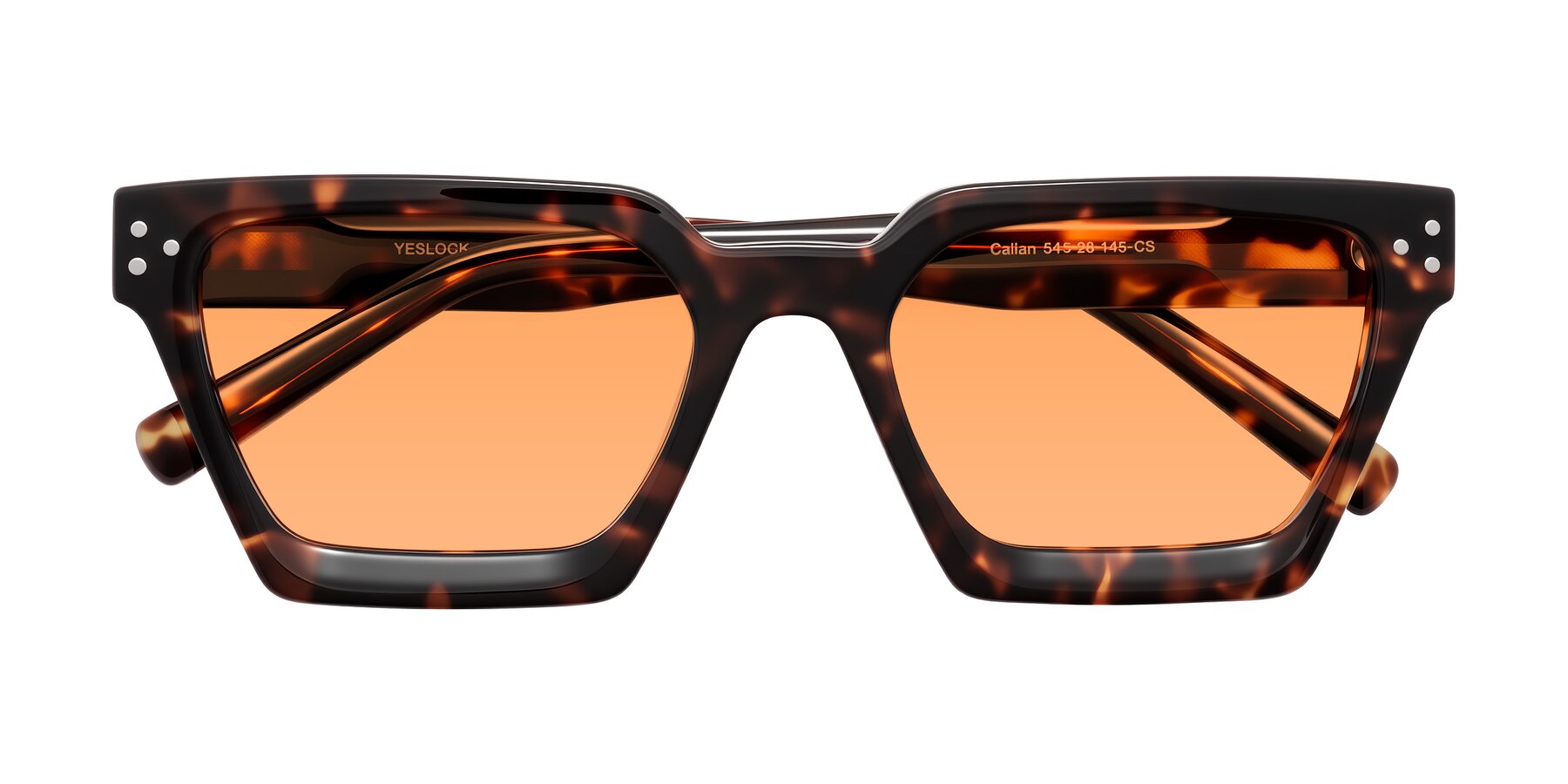 Folded Front of Callan in Tortoise with Medium Orange Tinted Lenses