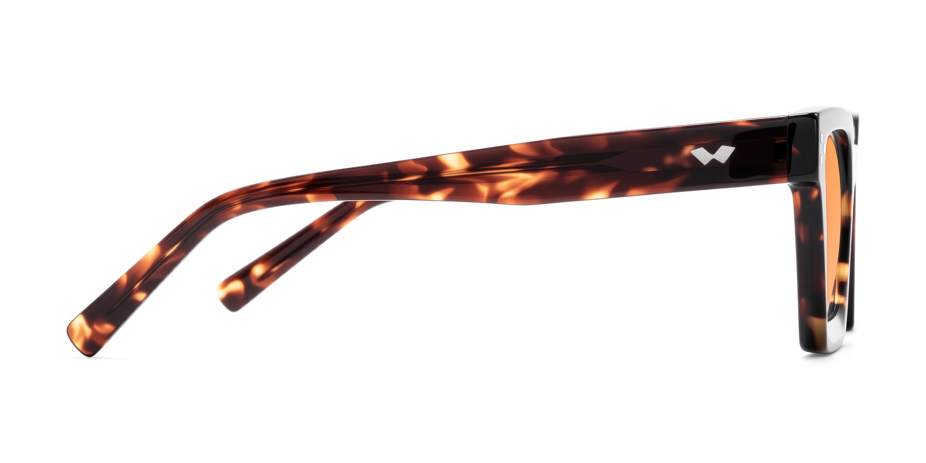 Side of Callan in Tortoise with Medium Orange Tinted Lenses
