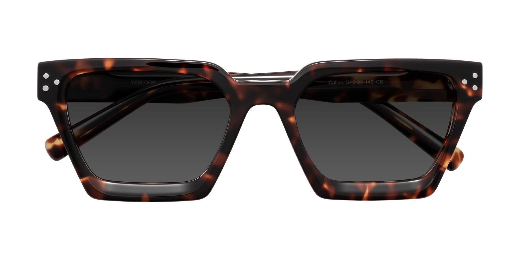 Folded Front of Callan in Tortoise with Gray Tinted Lenses