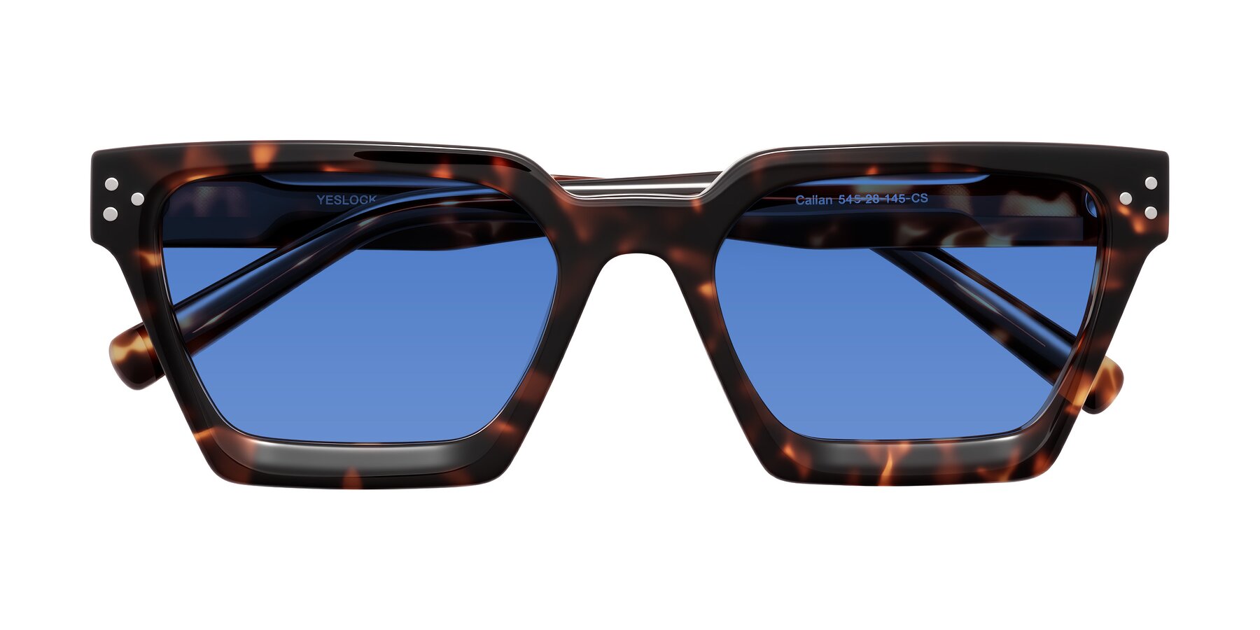 Folded Front of Callan in Tortoise with Blue Tinted Lenses